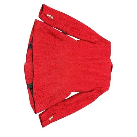 Zara Royal ASO Kate Middleton Textured Tweed Blazer Red Double Breasted sz Small - Picture 6 of 16